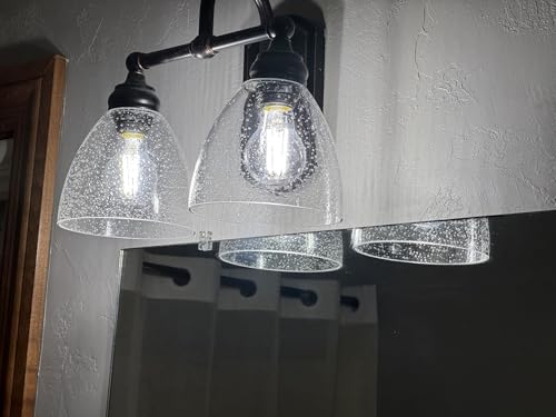 3 Pack Clear Seeded Bubble Bell Glass Lamp Shade Replacement, 1-5/8 Fitter